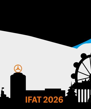 Silhouette von Münchens Wahrzeichen mit IFAT 2026 vom 04.-07.05.